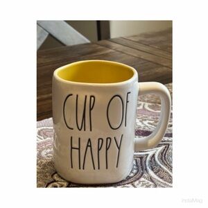 NEW Rae Dunn Cup Of Happy Mug with Yellow Interior